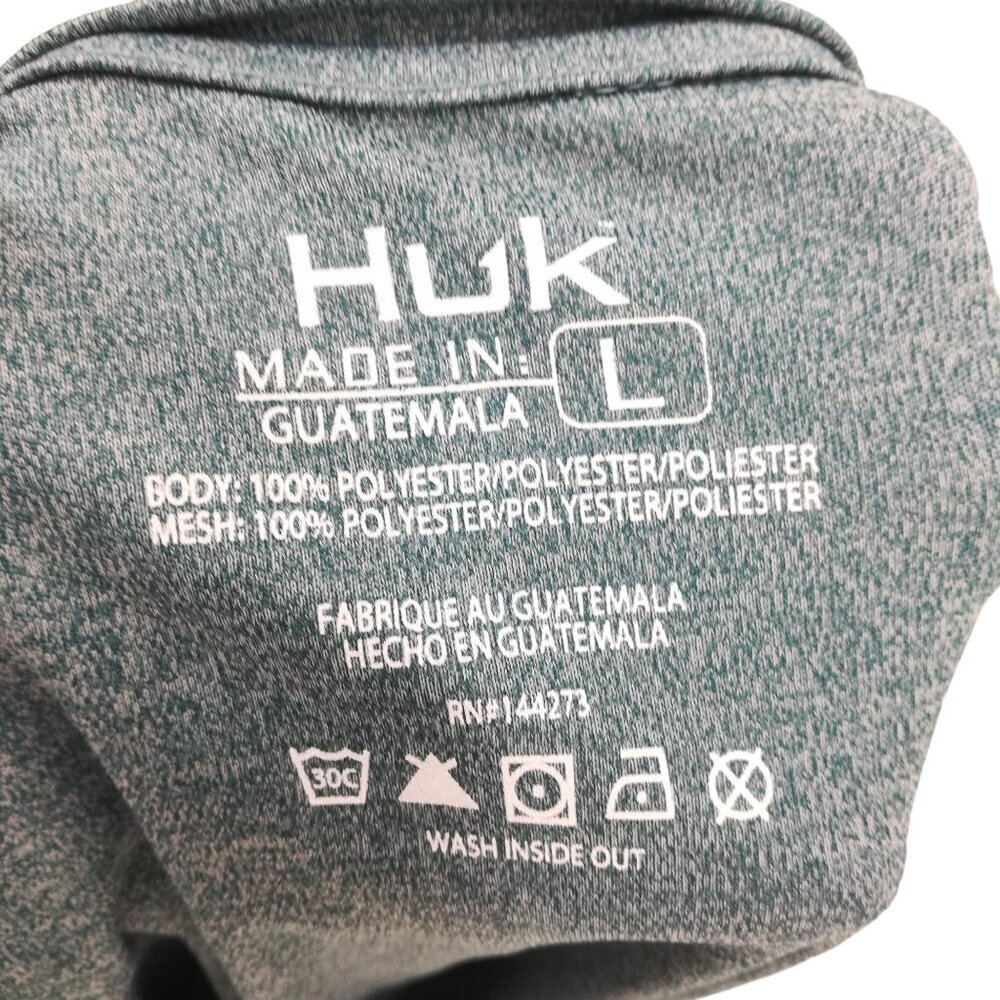 Huk Performance Fishing Long Sleeve Blue Shirt Size L Wicking Athletic Logo - Picture 12 of 12